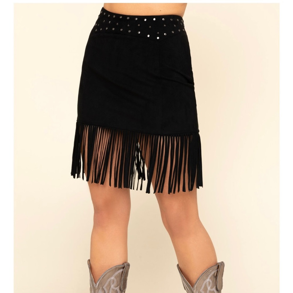 Idyllwind: Miranda lambert faux suede skirt with fringe